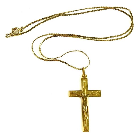 Fabulous Crucifix Pendant on Chain Necklace Catholic Cross Goldplated - Picture 2 of 3